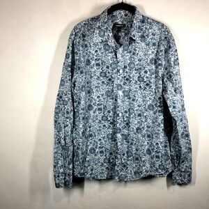 Express blue floral button down shirt size large